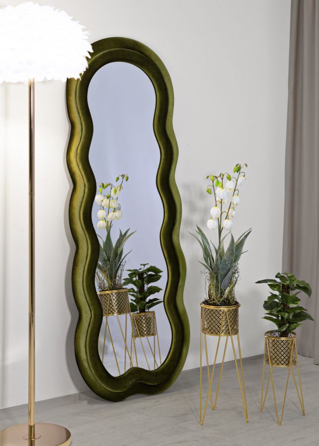 SPECCHIO DA MURO MIKI VELLUTO VERDE CM 60X4X160