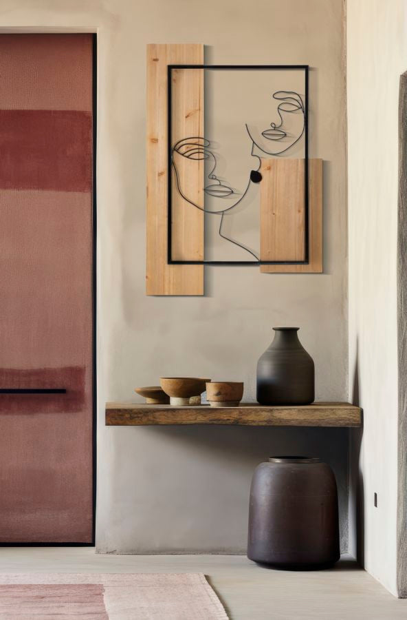 PANNELLO DA MURO FACES FERRO E BOIS CM 63X2X90
