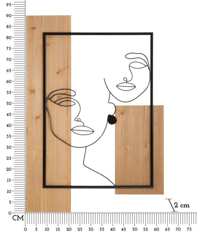 PANNELLO DA MURO FACES FERRO E BOIS CM 63X2X90