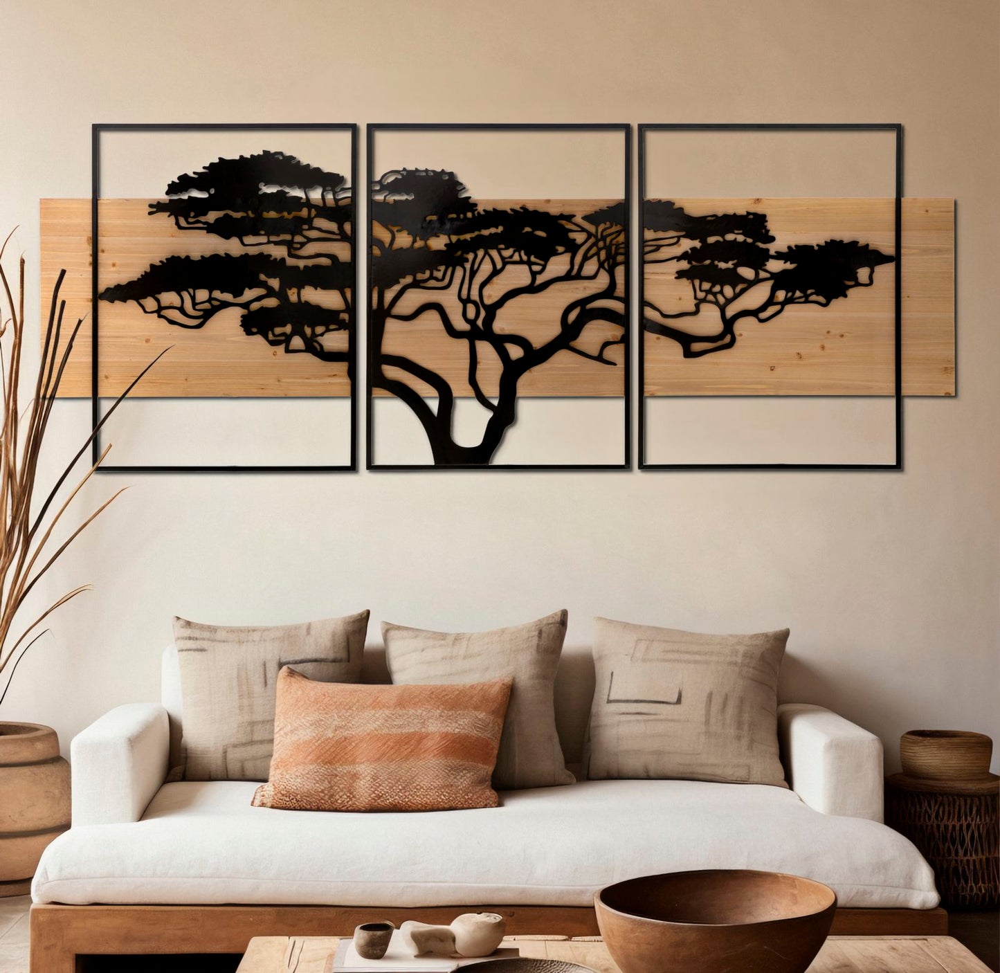 PANNELLO DA MURO LAGOS FERRO E ENSEMBLE BOIS 3PZ CM 204X2X80 (72X2X80-60X2X80)