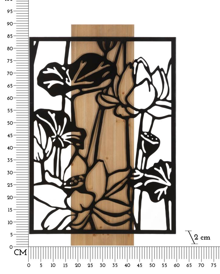 PANNELLO DA MURO LOTUS FERRO E BOIS CM 60X2X90