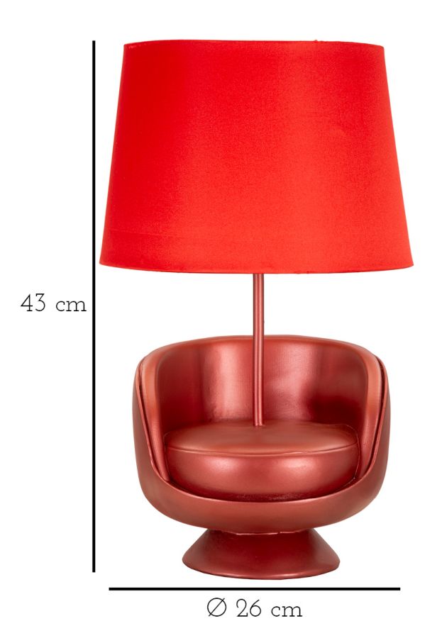 LAMPADA DA COMODINO MIDCENTURY ROSSA CM ? 26X43