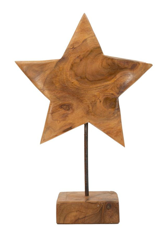 SCULTURA STELLA EN TECK RICICLATO CM 28X12X42 (PEZZI UNICI - NON RIP. EN S¨¦RIE)