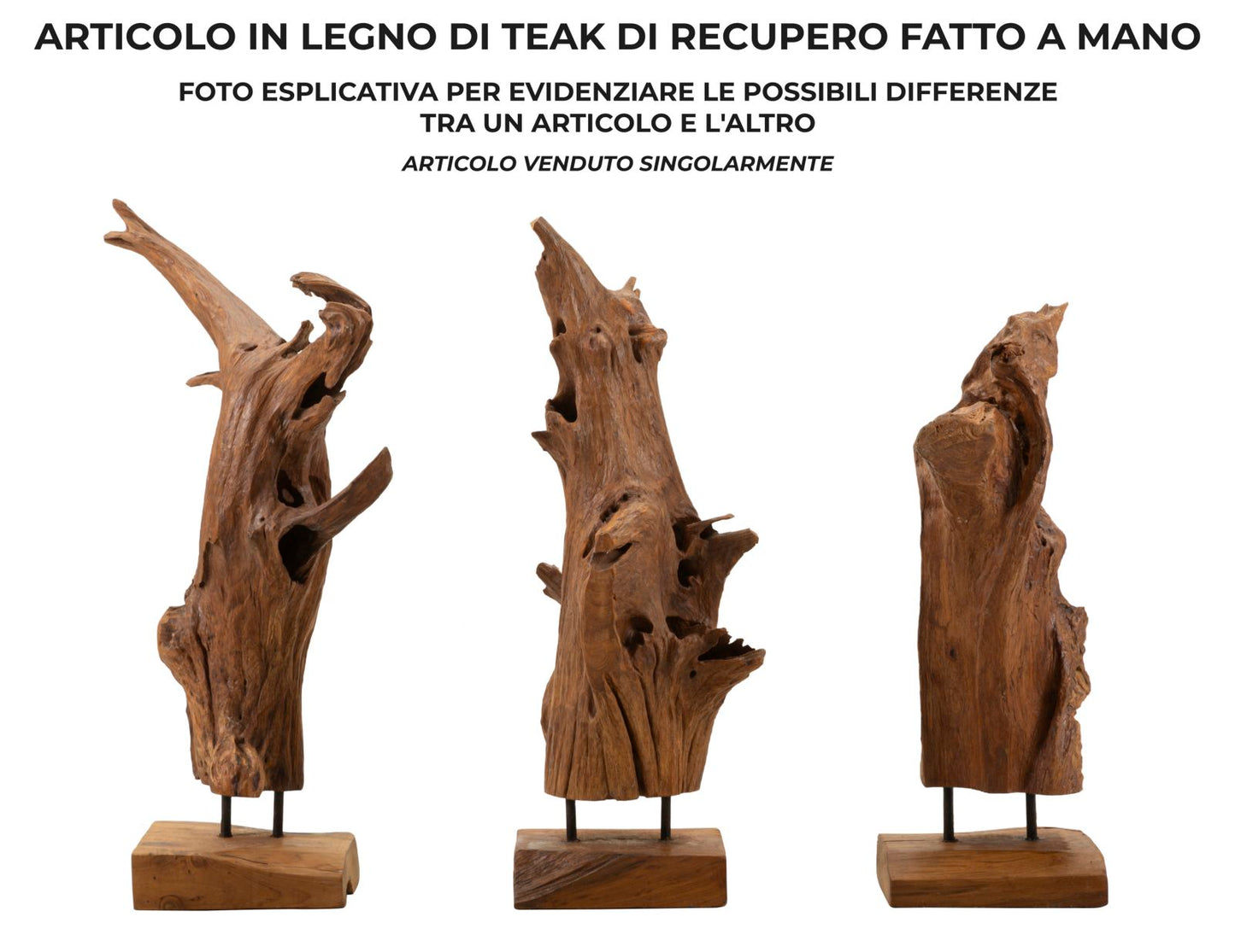 SCULTURA AKAR EN TECK RICICLATO CM 23X27X64 (PEZZI UNICI - NON RIP. EN S¨¦RIE)