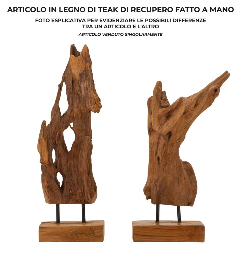 SCULTURA AKAR EN TECK RICICLATO CM 18X13X55 (PEZZI UNICI - NON RIP. EN S¨¦RIE)