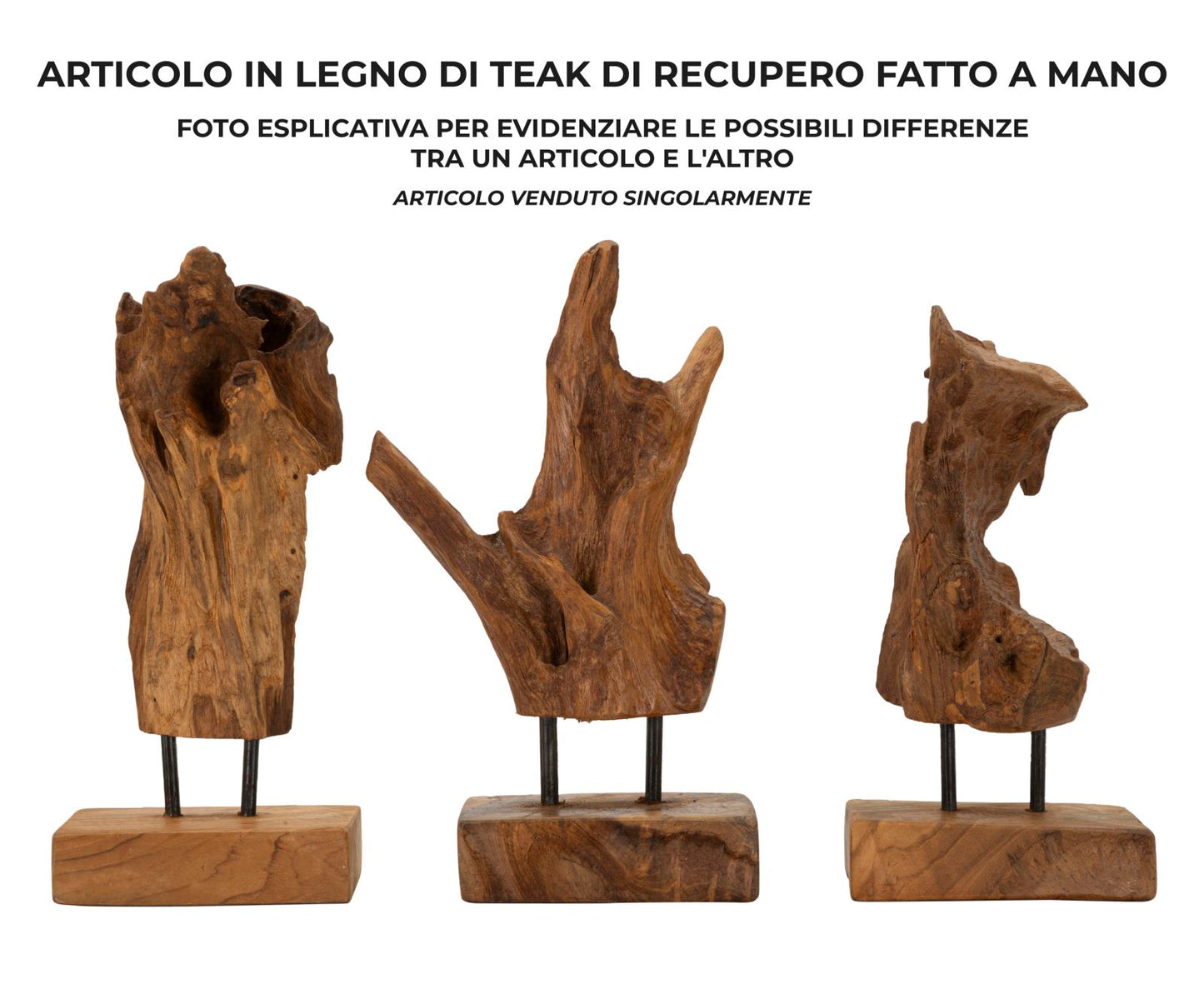 SCULTURA AKAR EN TECK RIC, CM 20X11X34 MIN 2 (PEZZI UNICI - NON RIP. EN S¨¦RIE)