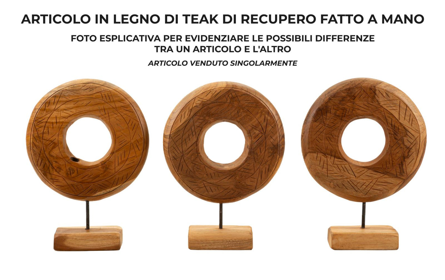 SCULTURA DORAT EN TECK RICICLATO CM 28X10X38 (PEZZI UNICI - NON RIP. EN S¨¦RIE)
