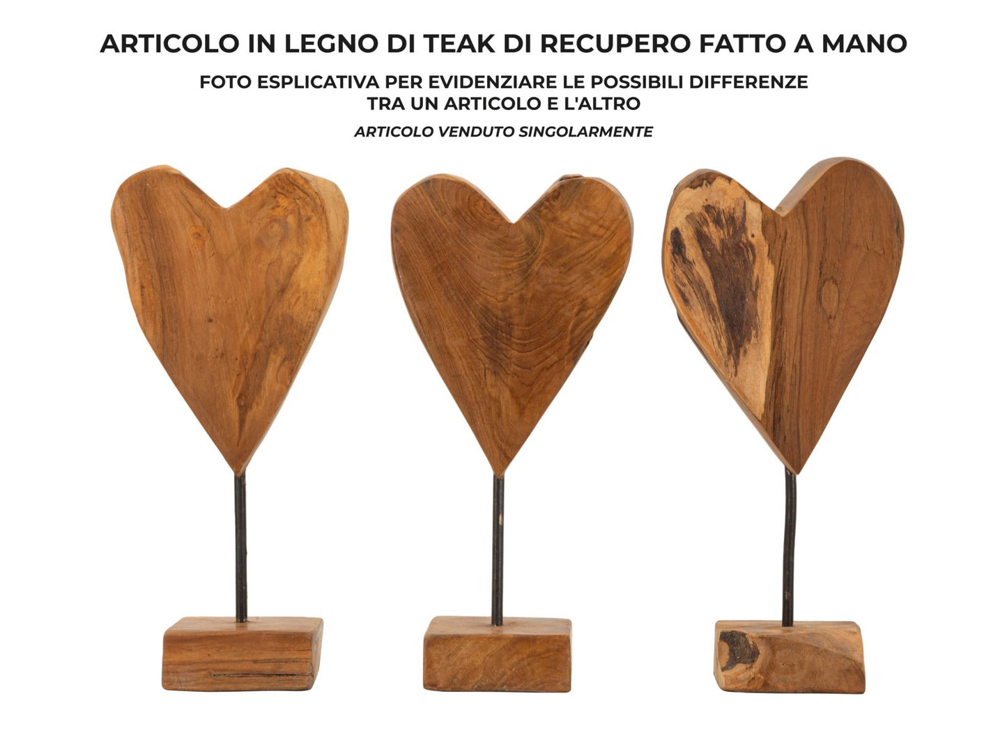 SCULTURA CUORE EN TECK RIC. CM 15X10X35 (PEZZI UNICI - NON RIP. EN S¨¦RIE)