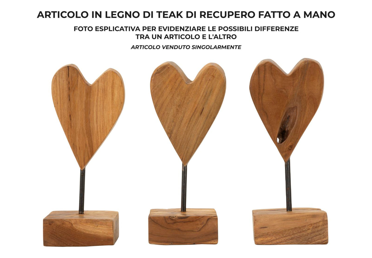 SCULTURA CUORE EN TECK RIC. CM 10X10X25 (PEZZI UNICI - NON RIP. EN S¨¦RIE)