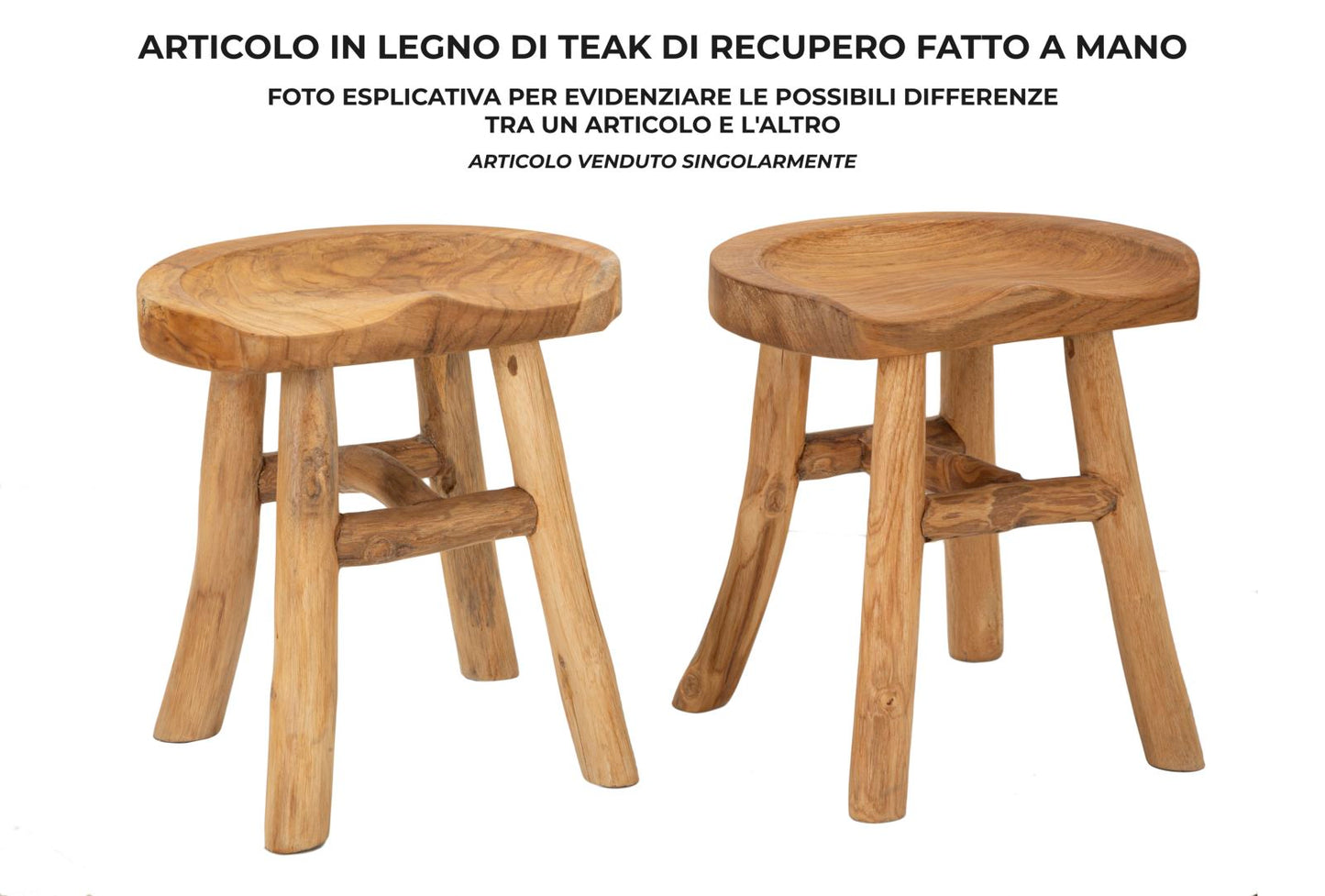 SGABELLO SEL EN TECK RICICLATO CM 40X32X42 (PEZZI UNICI - NON RIP. EN S¨¦RIE)