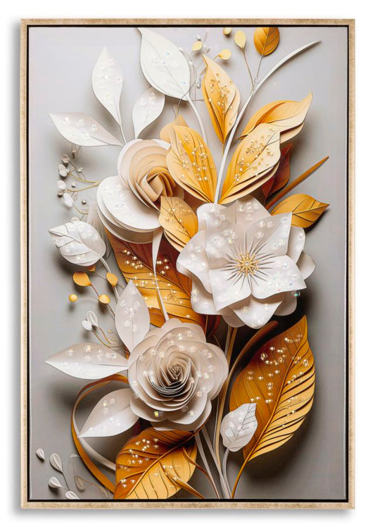 DIPINTO SU TELA LACCATO FLORA C/CORNICHE CM 42X3,5X62