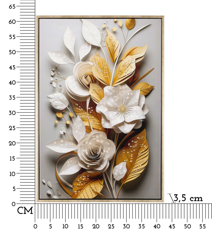 DIPINTO SU TELA LACCATO FLORA C/CORNICHE CM 42X3,5X62