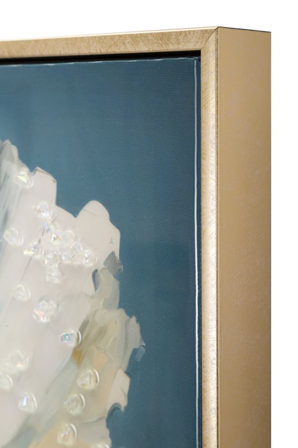 DIPINTO SU TELA LACCATO BLEU C/CORNICHE CM 42X3,5X62