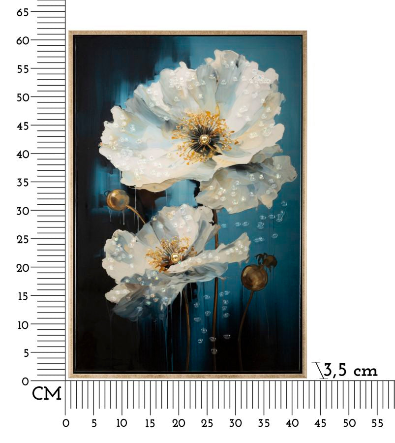 DIPINTO SU TELA LACCATO BLEU C/CORNICHE CM 42X3,5X62