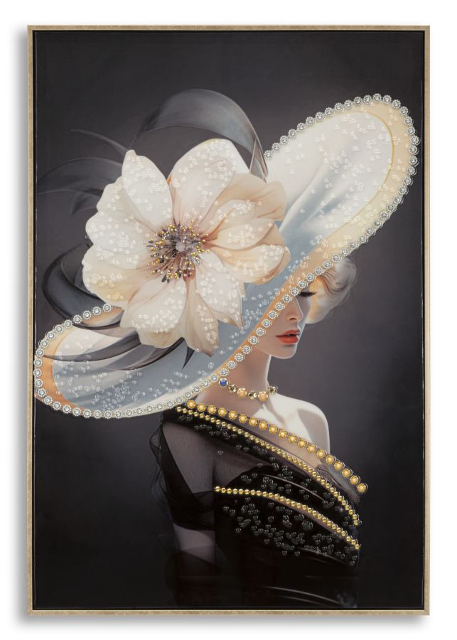 DIPINTO SU TELA LACCATO WIEN CHAPEAU -A- C/CORNICHE CM 62X4X92