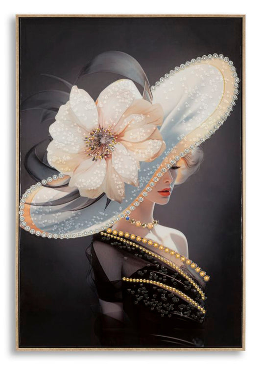 DIPINTO SU TELA LACCATO WIEN CHAPEAU -A- C/CORNICHE CM 62X4X92