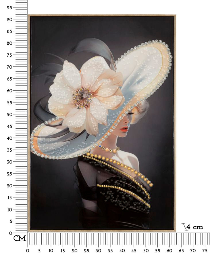 DIPINTO SU TELA LACCATO WIEN CHAPEAU -A- C/CORNICHE CM 62X4X92