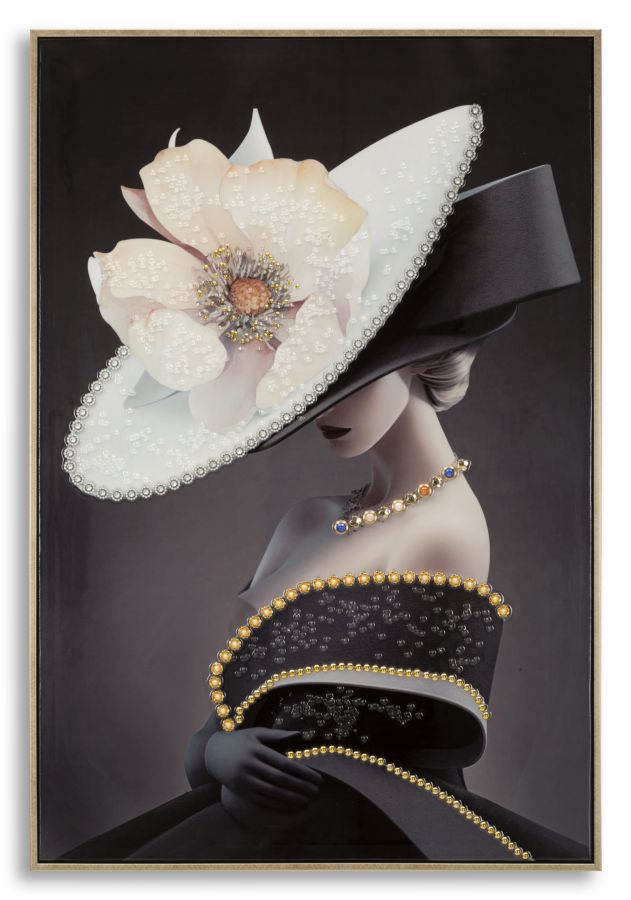 DIPINTO SU TELA LACCATO WIEN CHAPEAU -B- C/CORNICHE CM 62X4X92