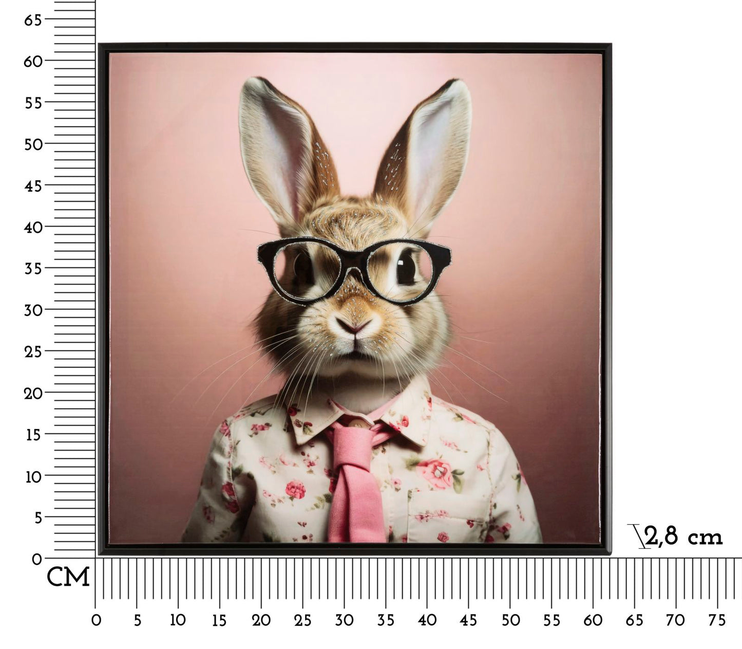 DIPINTO SU TELA LACCATO LAPIN C/CORNICHE CM 62,5X2,8X62,5