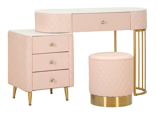 TOELETTA SHARON ROSA C/PUFF CM 120X40X75 (MISURA PUFF ?36X39)