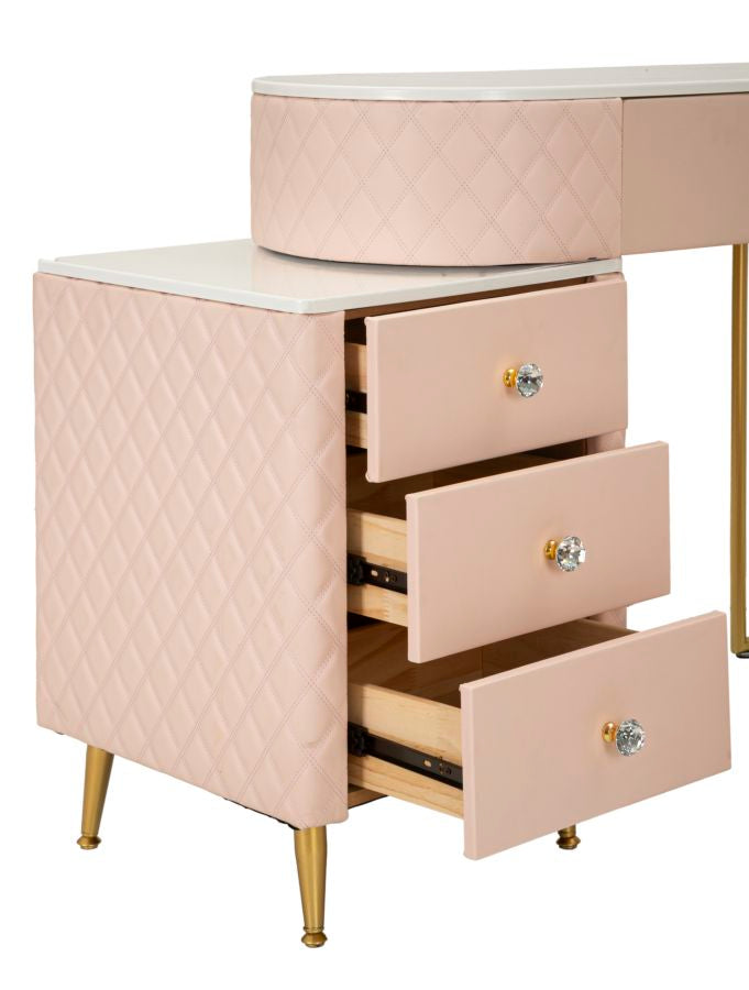 TOELETTA SHARON ROSA C/PUFF CM 120X40X75 (MISURA PUFF ?36X39)
