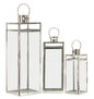 LANTERNE ARGENT JEU 3 PZ CM 22X22,5X70,5-18X18,5X50-14X14,5X38