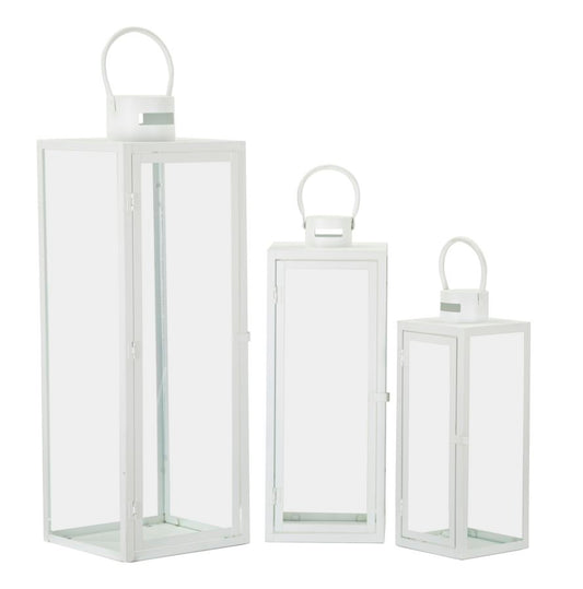 LANTERNE BLANC JEU 3 PZ CM 22X22X66-18X18X49,5-14X14X39