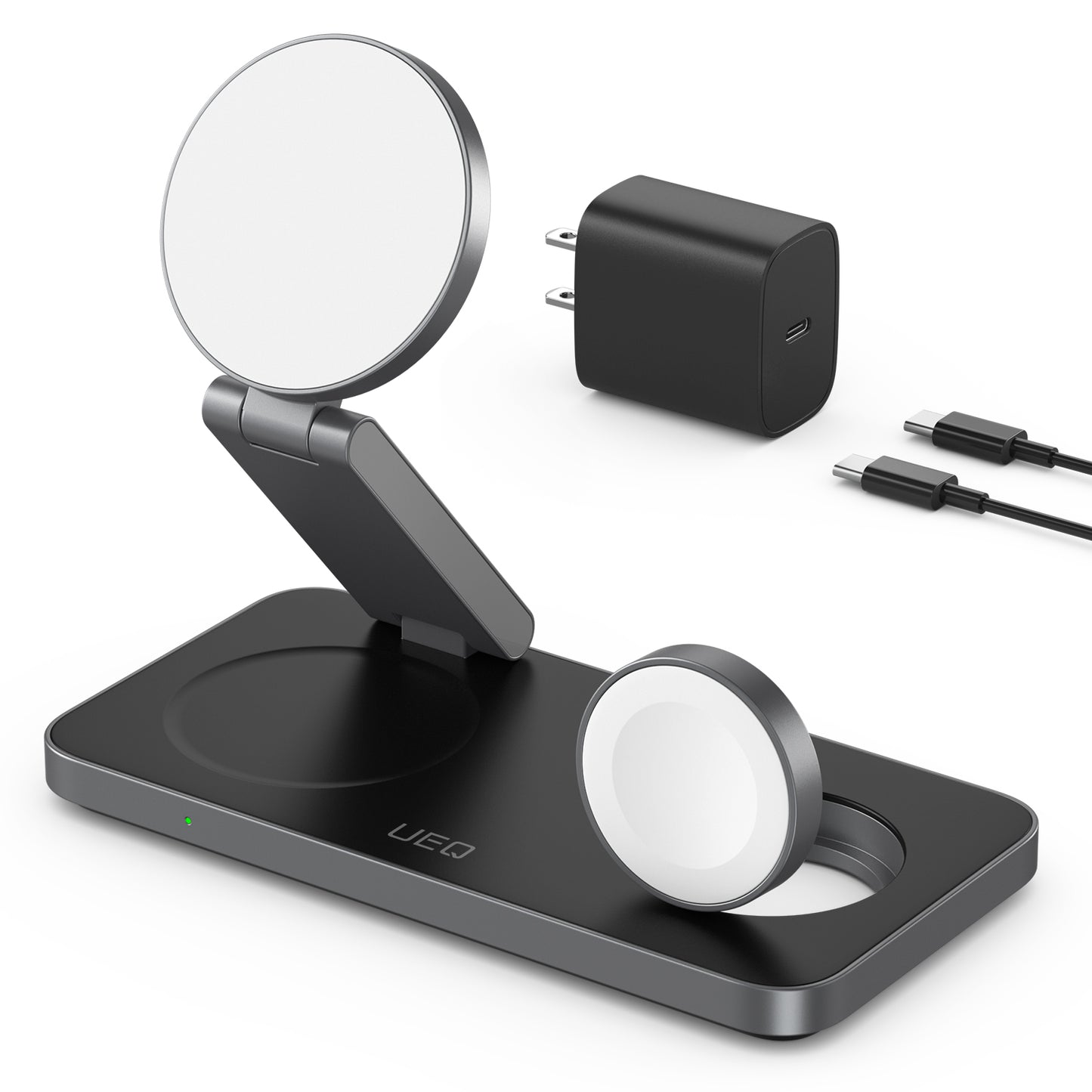 Station de Charge Sans Fil Rapide 3 en 1 - Compatible iPhone 16/15/14/13/12 Pro/Max/Plus, Apple Watch 9/8/SE/7/6/5/4/3/2, AirPods 2/3/Pro - Charge Magnétique et Sécurisée