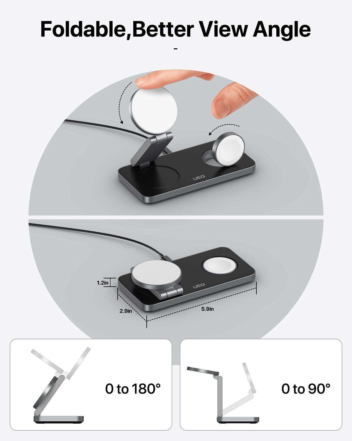 Station de Charge Sans Fil Rapide 3 en 1 - Compatible iPhone 16/15/14/13/12 Pro/Max/Plus, Apple Watch 9/8/SE/7/6/5/4/3/2, AirPods 2/3/Pro - Charge Magnétique et Sécurisée