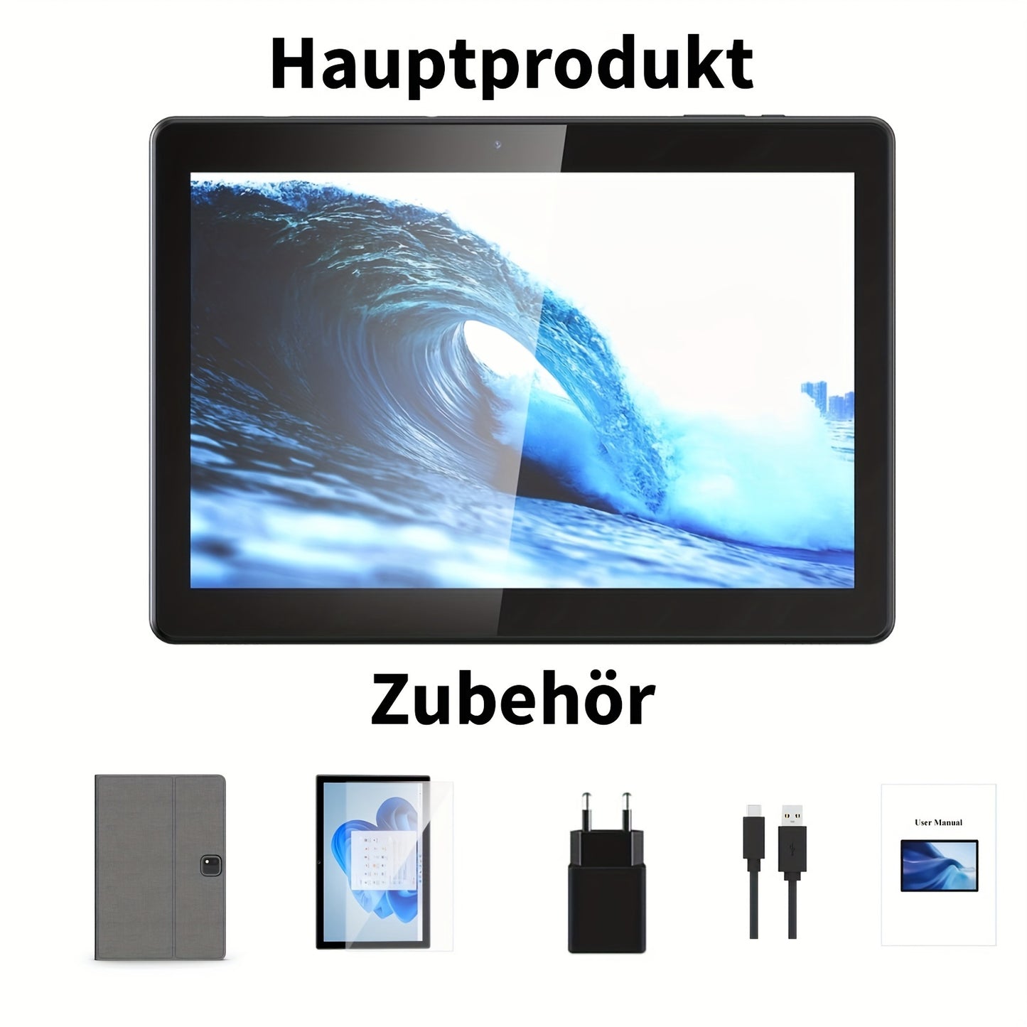 Tablette Android 10 pouces - 12 Go de RAM, 256 Go de ROM, processeur quadric?ur, ¨¦cran HD IPS 10.1 pouces, batterie 8000 mAh, appareil photo 5MP+8MP, GMS, type C - extensible jusqu'¨¤ 1 To