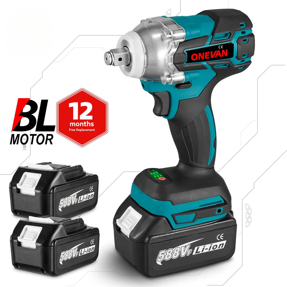 Tournevis ¹Èlectrique Sans Fil 520N.M cle a choc, visseuse sans fil,Outil de R¹Èparation de Voiture pour Batterie makita 18v outils, 1/2 Pouces