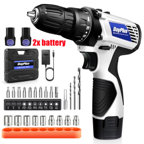 Kit de perceuse sans fil avec batterie, tournevis ¹Èlectrique 2 en 1, trousse ½Ç outils 45 N.m, mandrin sans cl¹È 3/8 pouces ½Ç vitesse touristique