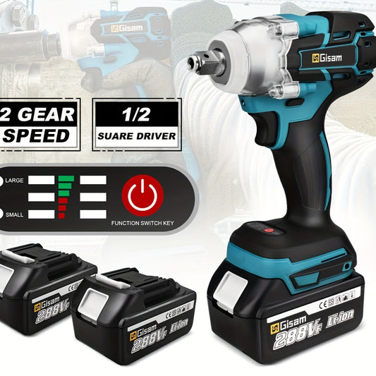 Cl¨¦ ¨¤ chocs ¨¦lectrique sans fil 21 V, Ensemble de 2 batteries + 1 chargeur, jeu de cl¨¦s ¨¤ chocs ¨¦lectriques sans fil, cl¨¦ ¨¤ chocs ¨¦lectrique 1/2 pouce, moteur sans balais 4815, cl¨¦ ¨¤ chocs ¨¦lectrique ¨¤ arbre creux ¨¤ 2 t¨ºtes