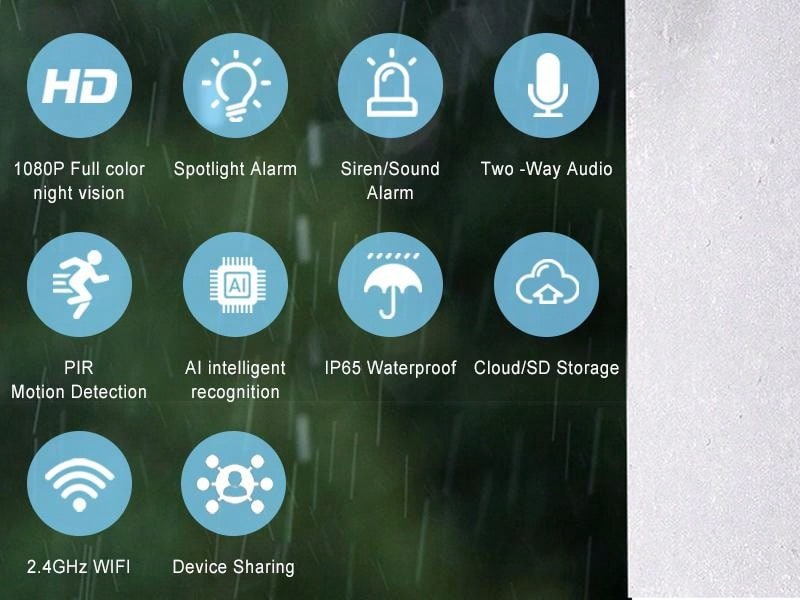 Cam¨¦ra Surveillance WiFi sans Fil Batterie, Audio Bidirectionnel, Vision Nocturne Color¨¦e, Sir¨¨ne Alarme, Mouvement PIR, Compatible Alexa, HD 3MP IP Camera Ext¨¦rieure/Int¨¦rieure