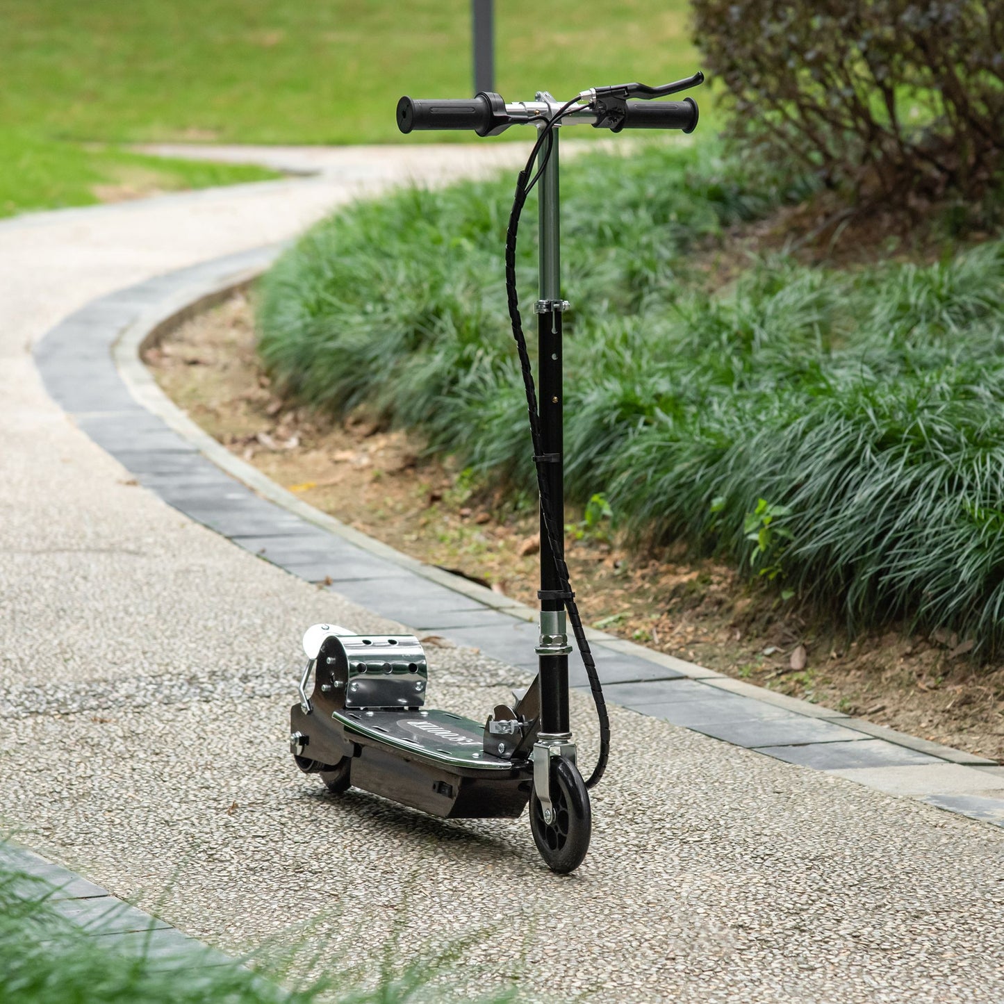 Trottinette ¨¦lectrique 120 W pliable pour enfant de 7 ¨¤ 12 ans hauteur guidon et selle r¨¦glable 10 Km/h max. noir