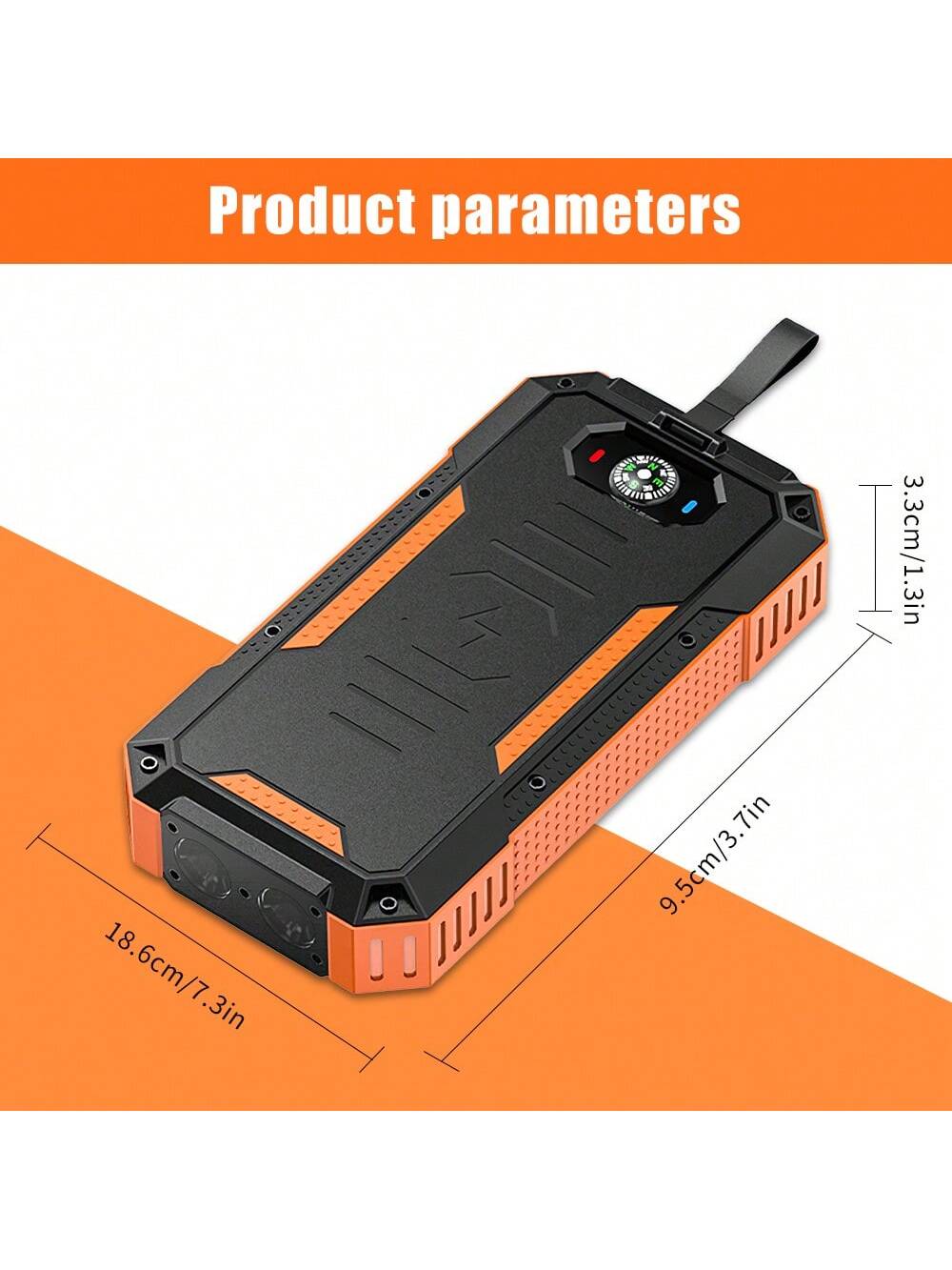 Banque d'¨¦nergie 30000mAh Chargeur solaire Boussole int¨¦gr¨¦e, banque d'¨¦nergie ¨¤ charge rapide 15W Plusieurs sorties et entr¨¦es Banque d'¨¦nergie ¨¤ charge sans fil, avec lampes de poche puissantes