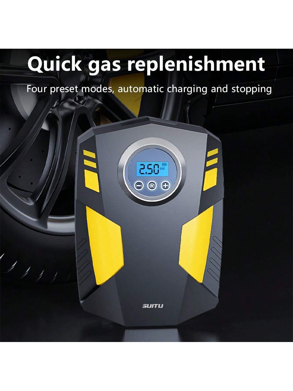 Gonfleur de pneus, compresseur d'air portable, pompe ¨¤ air pour pneus de voiture, pompe ¨¤ pneu 12V DC avec fonction d'arr¨ºt automatique, pompe ¨¤ air ¨¦lectrique pour voiture avec lumi¨¨re LED