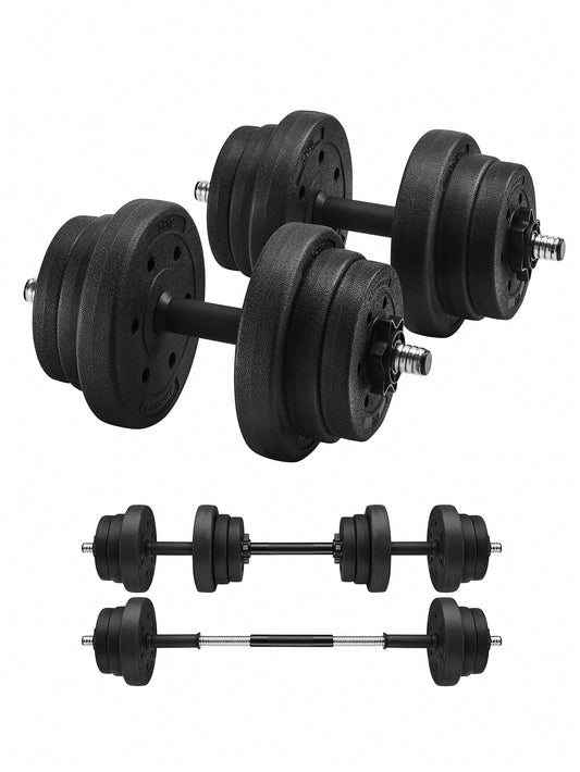 Lot 2 Halt¨¨res Musculation Poids Ajustable 10 kg, 20 kg, avec Barre d'Extension suppl¨¦mentaire 12 disques SYL20HBK