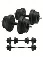 Lot 2 Halt¨¨res Musculation Poids Ajustable 10 kg, 20 kg, avec Barre d'Extension suppl¨¦mentaire 12 disques SYL20HBK