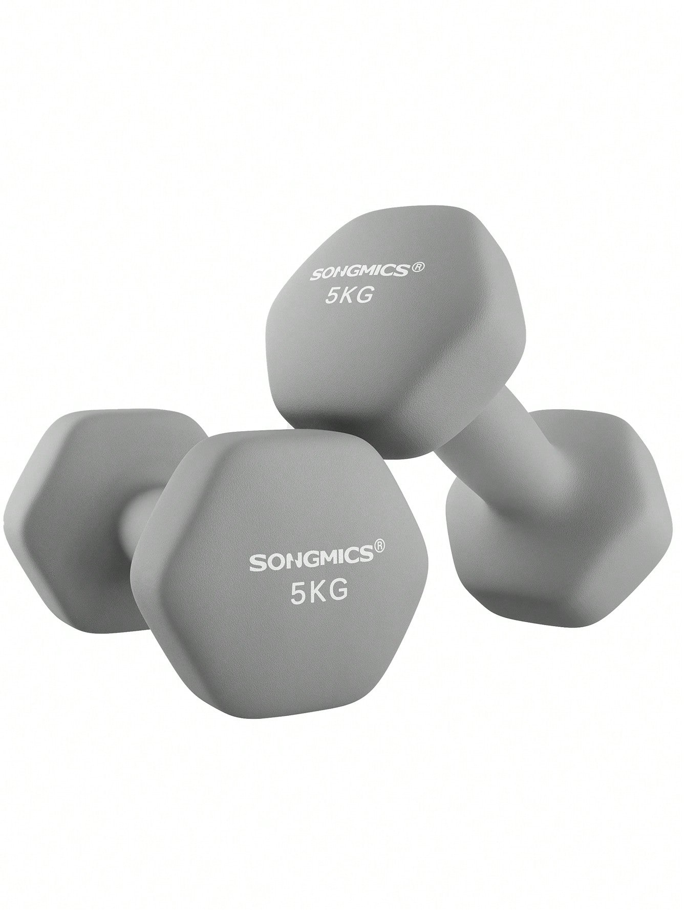 Halt¨¨res Hexagonaux - Lot de 2 x 5 kg - Pour Salle de Sport et Domicile - Gris