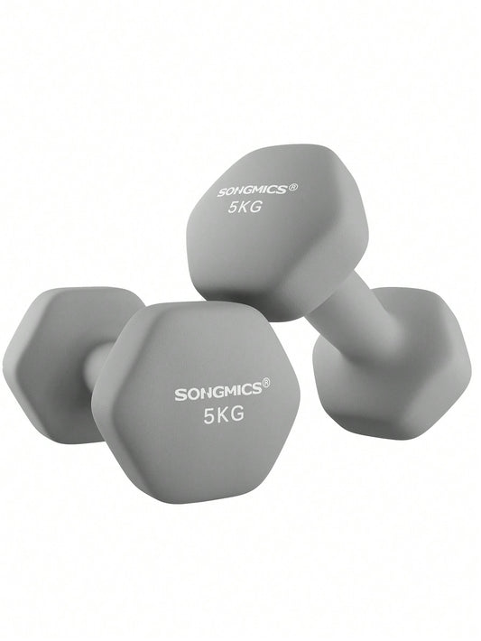 Halt¨¨res Hexagonaux - Lot de 2 x 5 kg - Pour Salle de Sport et Domicile - Gris