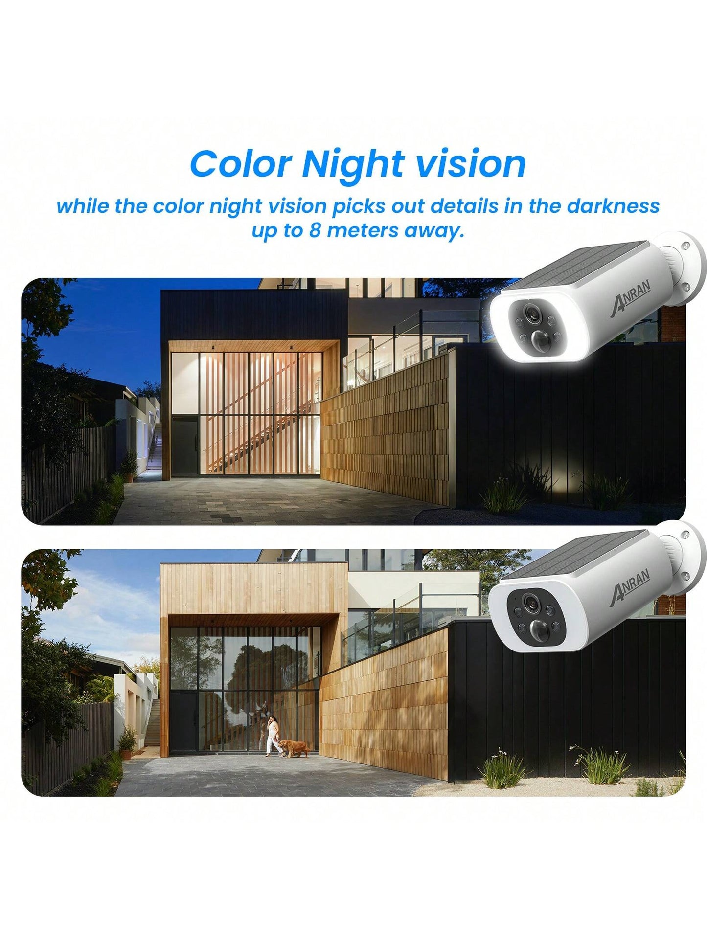 Cam¨¦ras de s¨¦curit¨¦ solaires ext¨¦rieures sans fil, cam¨¦ra ext¨¦rieure de surveillance WiFi 2K pour la s¨¦curit¨¦ de la maison avec panneau solaire int¨¦gr¨¦, vision nocturne couleur, conversation bidirectionnelle, ¨¦tanche IP67, fonctionne avec Alexa