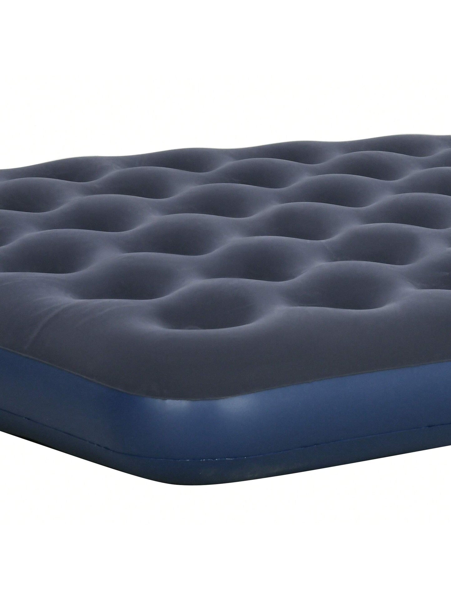 Matelas gonflable 2 personnes matelas pneumatique avec pompe ¨¤ main int¨¦gr¨¦e, surface floqu¨¦e, pour camping, voyage - 203L x 152l x 22H cm, bleu