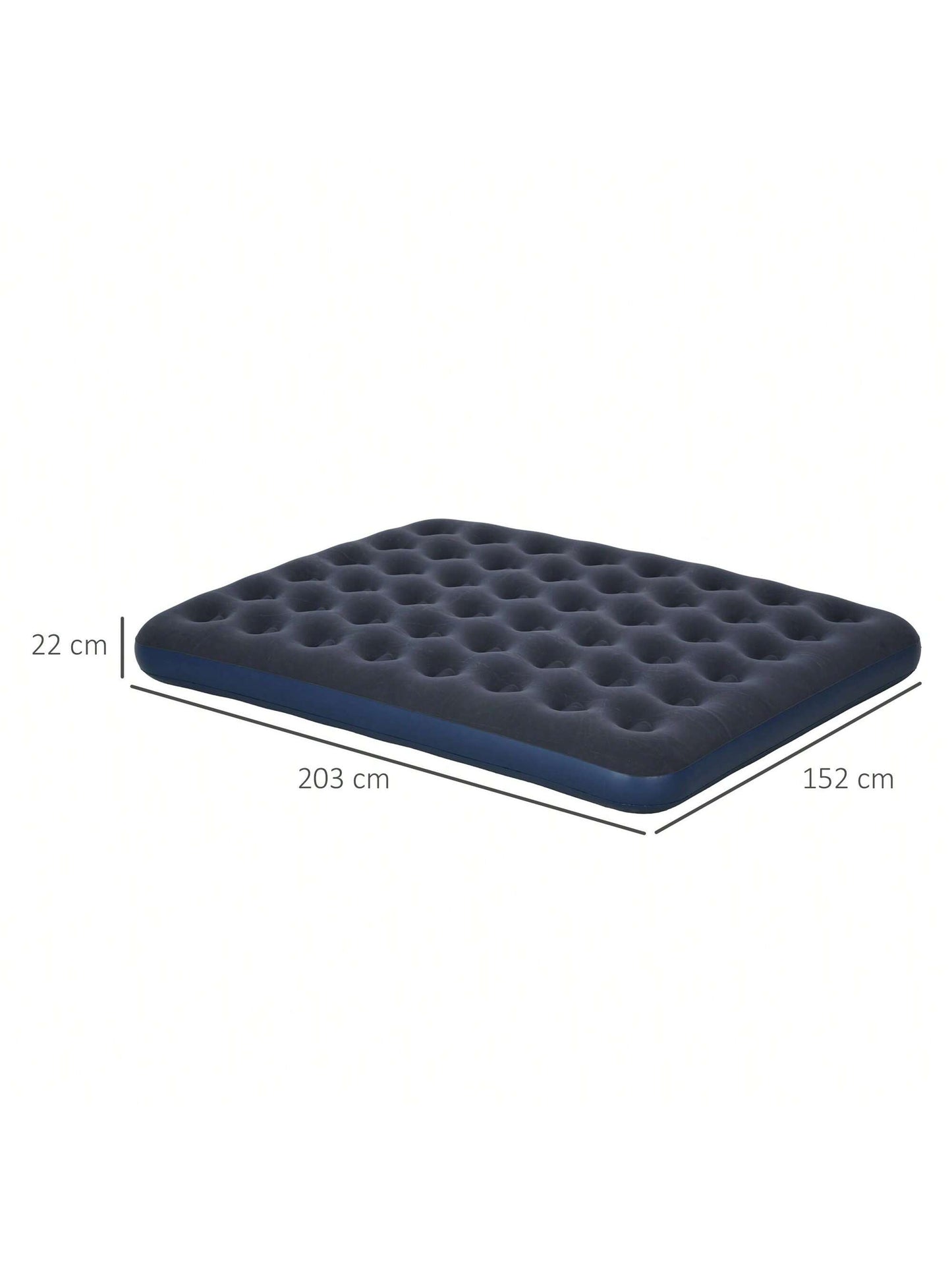 Matelas gonflable 2 personnes matelas pneumatique avec pompe ¨¤ main int¨¦gr¨¦e, surface floqu¨¦e, pour camping, voyage - 203L x 152l x 22H cm, bleu