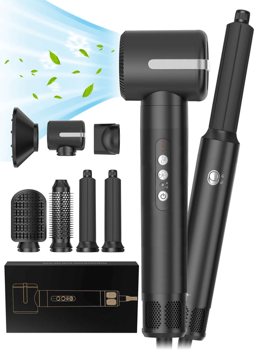 Lisseur et fer ¨¤ friser multifonctionnel 7 en 1, brosse de coiffure ¨¤ air chaud ionique ¨¤ grande vitesse, outil de coiffure pour vagues de plage
