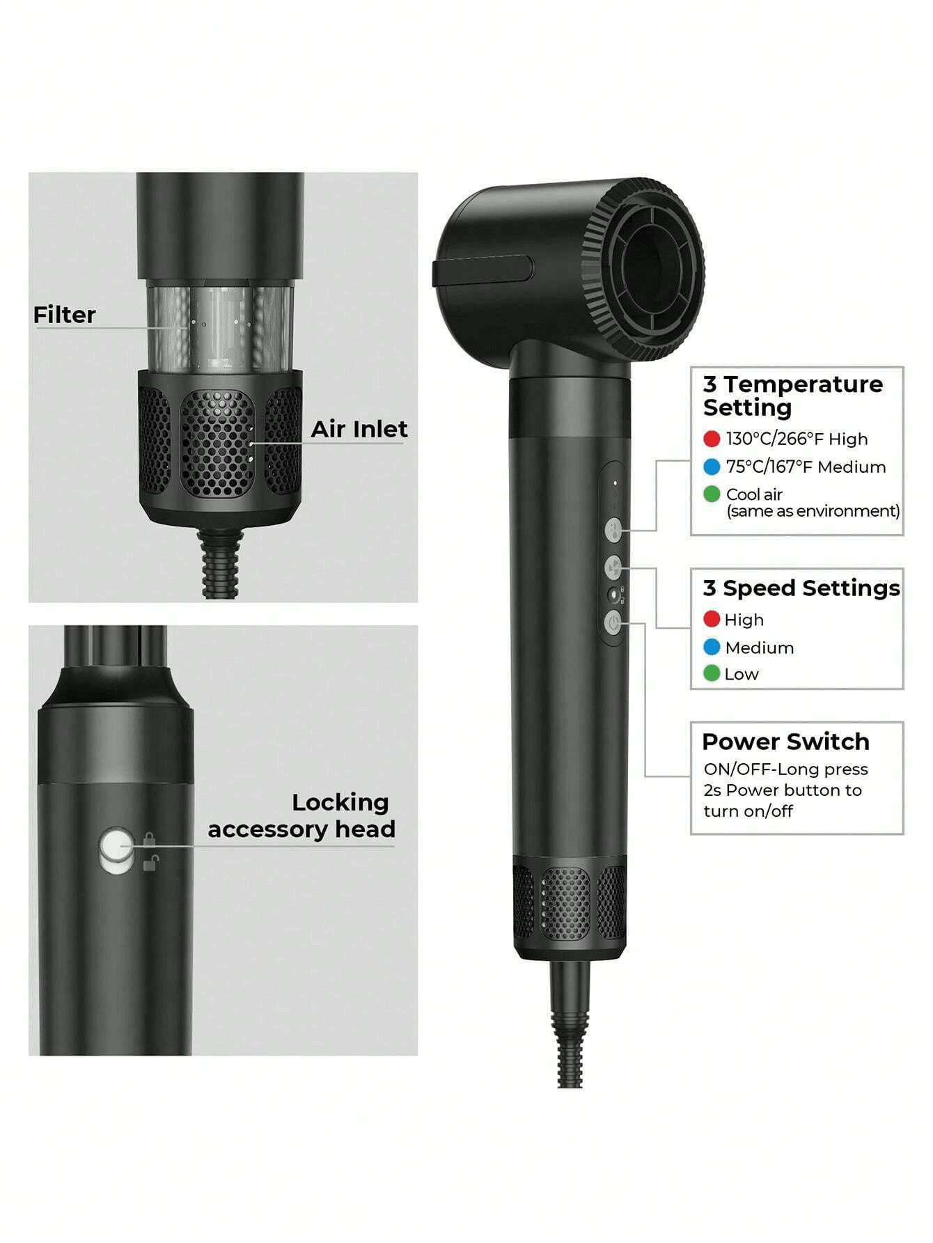 Lisseur et fer ¨¤ friser multifonctionnel 7 en 1, brosse de coiffure ¨¤ air chaud ionique ¨¤ grande vitesse, outil de coiffure pour vagues de plage