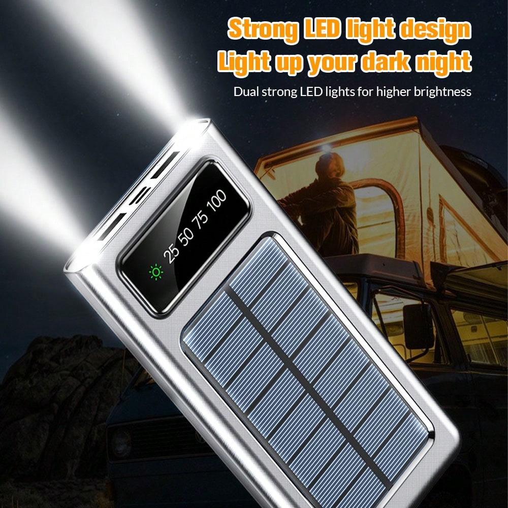 Chargeur solaire portable 10000mAh/20000mAh, banque d'¨¦nergie solaire avec 4 cables, entr¨¦e/sortie USB-C, pour la randonn¨¦e et le camping, banque d'¨¦nergie portable de grande taille pour les t¨¦l¨¦phones intelligents et les appareils ¨¦lectroniques