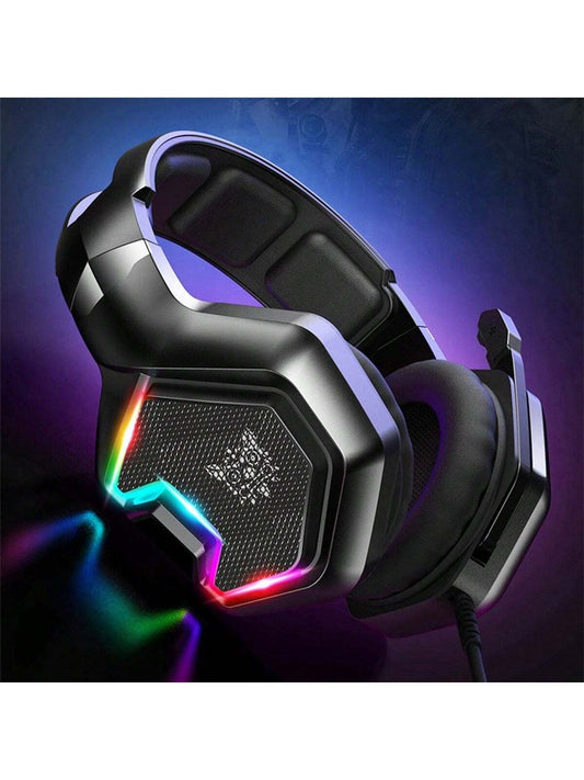 Casque de jeu avec casque antibruit Microphone et ¨¦clairage RGB pour Switch,PS4