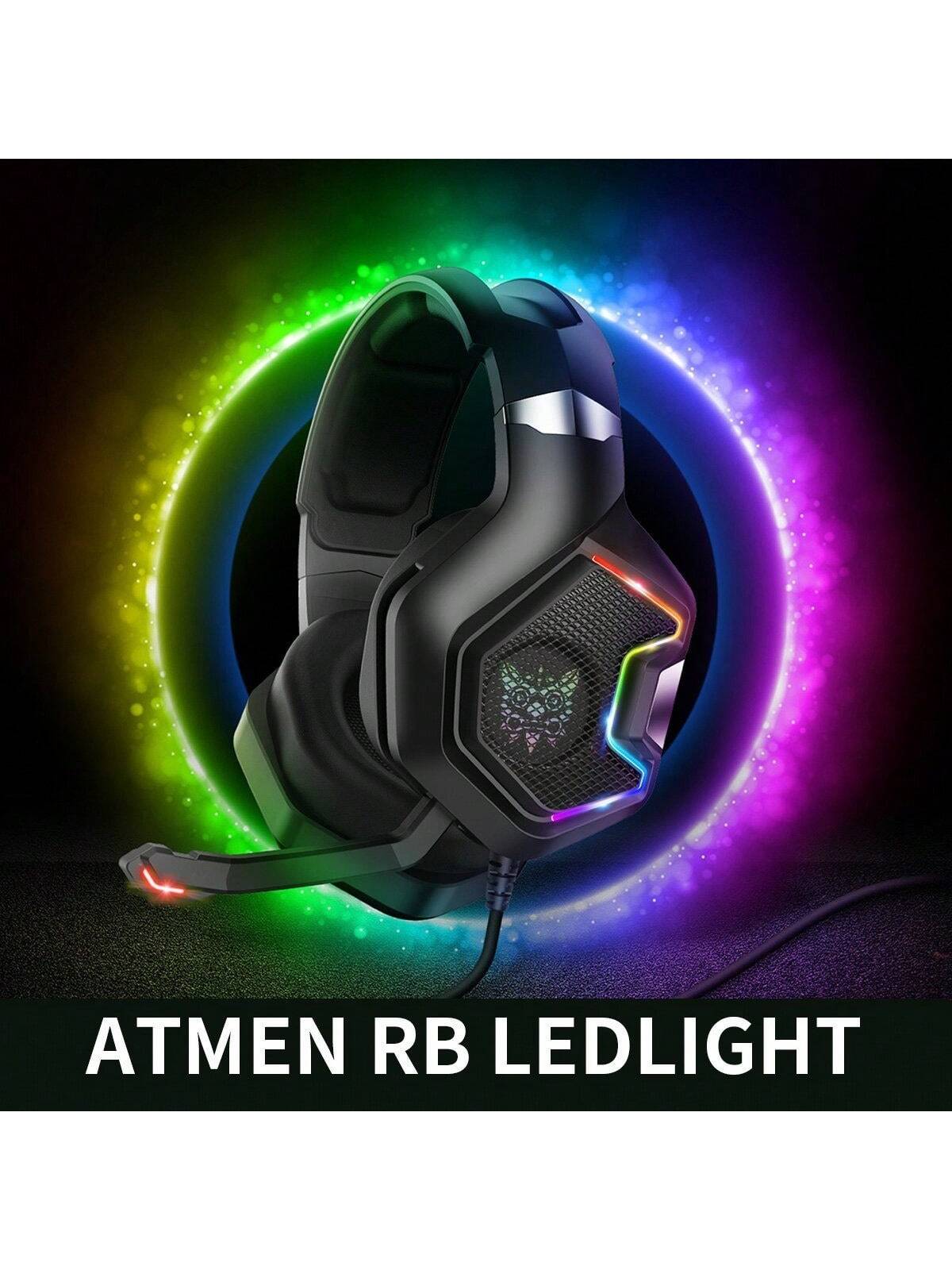 Casque de jeu avec casque antibruit Microphone et ¨¦clairage RGB pour Switch,PS4