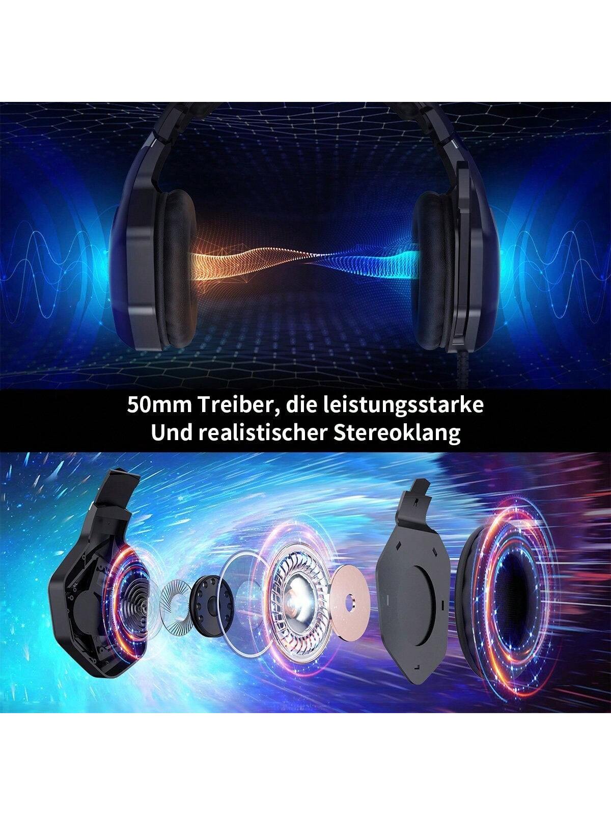 Casque de jeu avec casque antibruit Microphone et ¨¦clairage RGB pour Switch,PS4